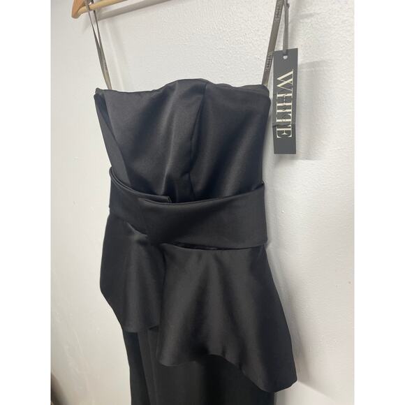 NWT White by Vera Wang SZ 0 Black Strapless Peplum Full Length Formal Gown NEW - Picture 4 of 15